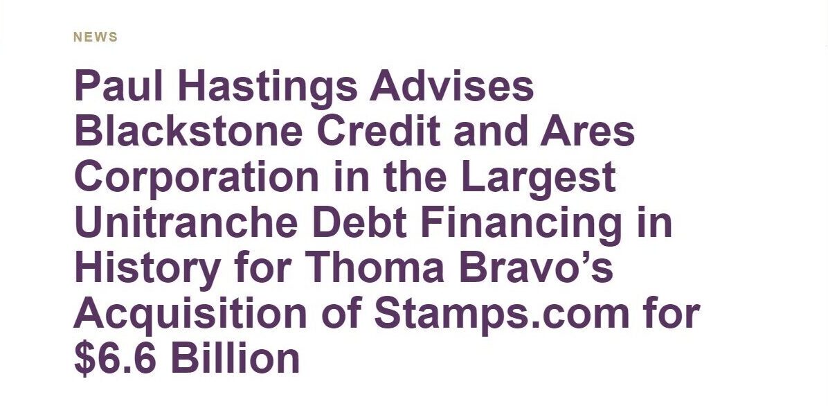 Thoma Bravo Stamps Unitranche