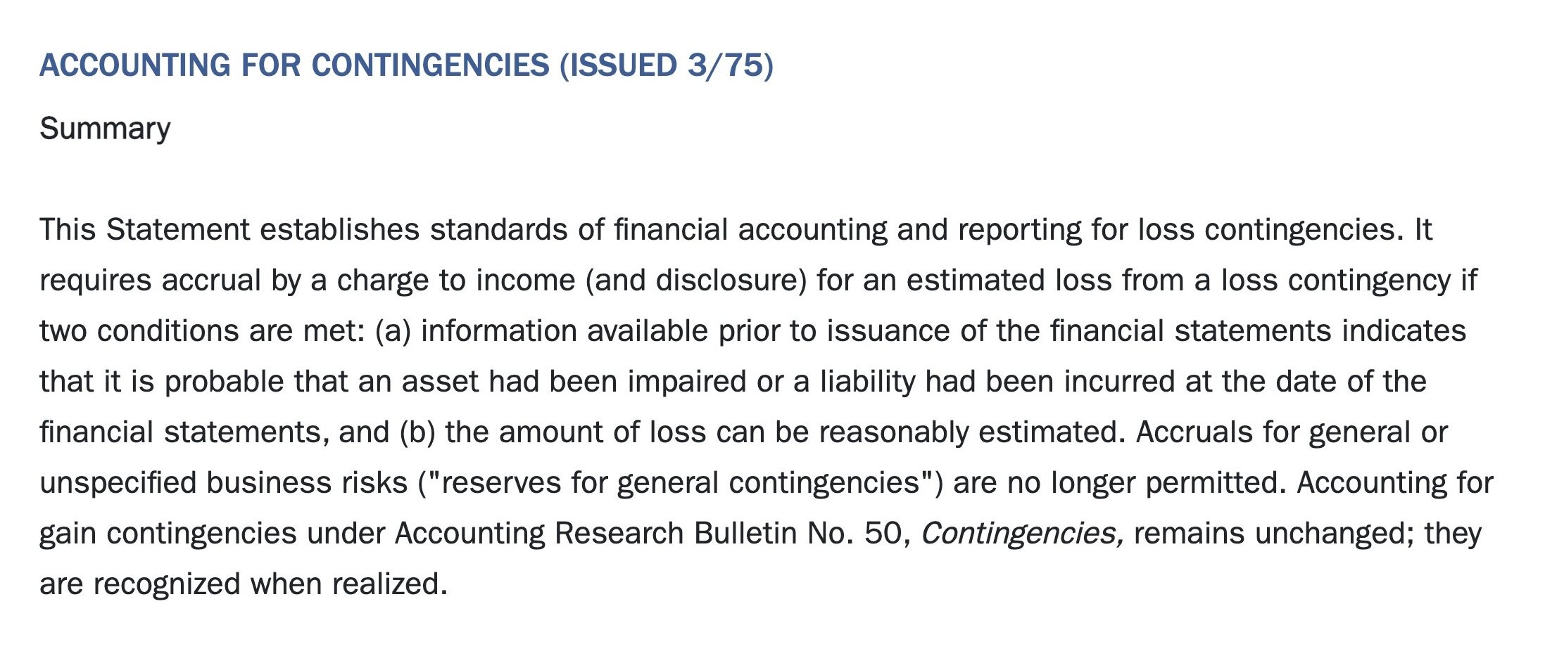 Accounting for Contingencies